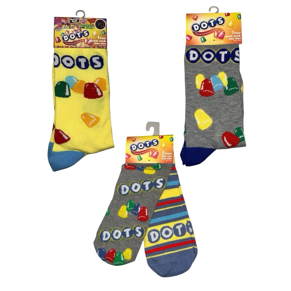 4x Dots Novelty 2 Pair Crew and 2 Pair Low Cut Socks Adult Set One Size